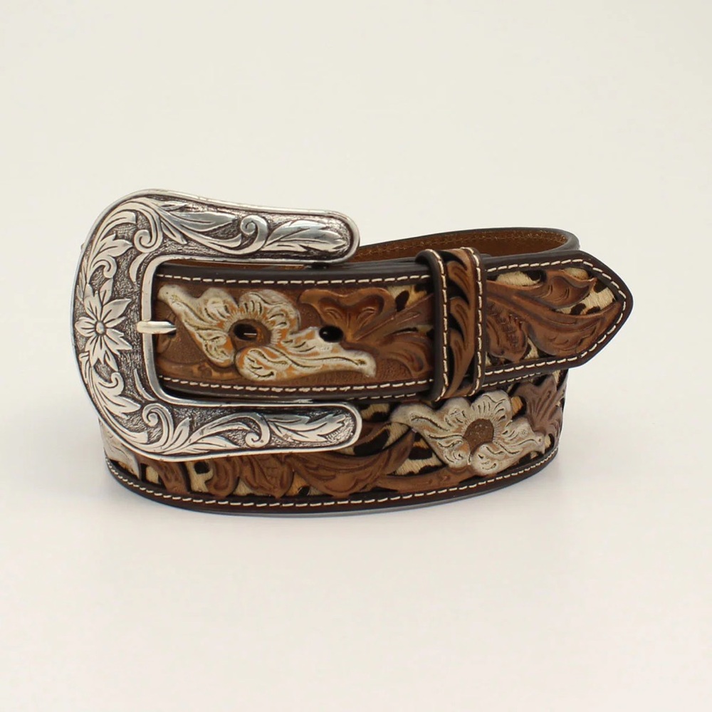 Nocona Leather Belt with Silver Buckle